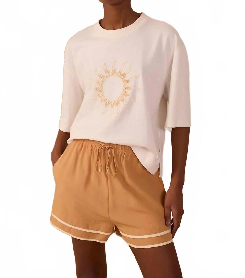 NEW DRESS TO embroidered sun t-shirt in off-white